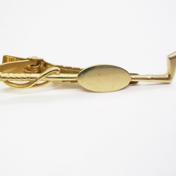 Vintage Tie Clip Clasp Horse whip crop gold tone Anson Equestrian Necktie Holder - Picture 2 of 3